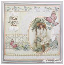 Mariannes Papirverden Vintage Garden Pion Design Handlagde Kort Kortideer Kortlaging