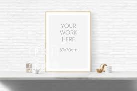 Poster Frame Mockup A2 50x70 Frame Mock Up Styled Photography Wall Frame Mockup Portrait Gold Poster Frame Frame Mockups Frames On Wall