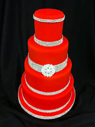 Black And White Wedding Cakes With Bling Interesting Red And Bling Wedding Cake But Maybe Change The Diamonds To Black Ones Wedding Cake Red Bling Wedding Cakes Red Cake