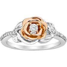 Enchanted Disney Diamond Belles Rose Fashion Ring In 10k White And 599 Liked On Polyvore Fea Rose Gold Band Ring Flower Diamond Ring White Diamond Ring