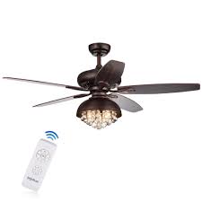 By parrot uncle (45) 42 in. Fredix 5 Blade 52 Inch Speckled Bronze Ceiling Fan With Hooded Crystal Chandelier Remote Controlled Walmart Com Walmart Com