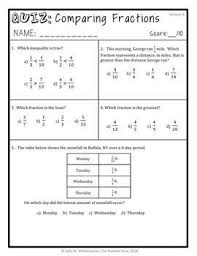 Comparing Fractions Quiz Fourth Grade 4 Nf A 2 Assessment 2 Versions Comparing Fractions Fractions Fourth Grade