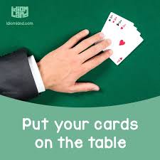 Idiom Of The Day Put Your Cards On The Table Meaning To Tell Honestly What You Think Or What You Plan To Do Id Expresiones En Ingles Expresiones Educacion