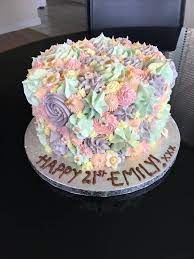 Large edible pastel lavender lillac cake edible wafer paper bow ribbon 8x8x4 $17.00. Pastel Flowers And Patterns Work So Well On This 21st Birthday Cake Inside It Was Chocolate Sandwiched With Chocolate Buttercream And Decorated In Pastel Flowers And Shapes With Handmade Fondant Flowers Too