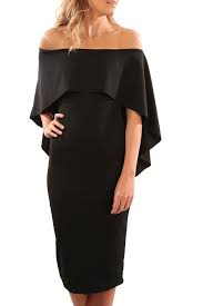 Black Off Shoulder Bat Wing Cape Midi Dress Stretch Fitted Aus Size 10 12 14 16 Poncho Dress Black Formal Midi Dress Off Shoulder Fashion