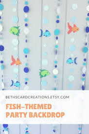 Fish Party Backdrop Fish And Bubble Garlands Fish Party Etsy Fishing Themed Birthday Party Ocean Birthday Party Bubble Birthday Parties