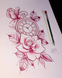 Neo Tradicional Tattoo Clock And Rose Tattoo Tattoo Stencils Unique Half Sleeve Tattoos