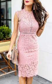 Beautiful Pink Lace Sheath Dress For Spring Or Wedding Season Southern Sophisticated By Naomi Trevino Baby Shower Dresses Lace Pink Dress Baby Shower Outfit For Guest
