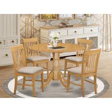 Round dining table with four chairs. Oak Round Kitchen Table And 4 Chairs 5 Piece Dining Set On Sale Overstock 10201193