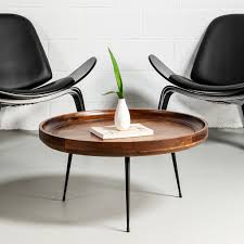 Small round side table with storage room tea coffee lamp stand modern furniture. Selma Walnut Mango Wood Modern Round Coffee Table With Metal Legs Wazo Furniture