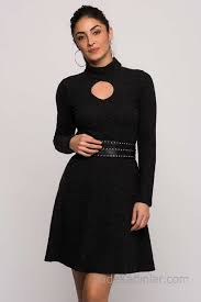 2020 Kislik Elbise Modelleri Siyah Kisa Yarim Bogazli Kemerli The Dress Elbise Elbise Modelleri