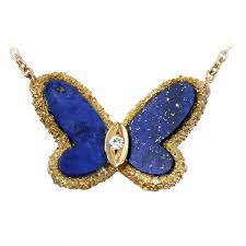 Van Cleef Arpels Yellow Gold Lapis And Diamond Butterfly Necklace 1stdibs Com Van Cleef Necklace Blue Diamond Necklace Butterfly Necklace Gold