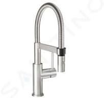 Villeroy & Boch Steel Expert Compact - Miscelatore da lavello con braccio  di erogazione flessibile e doccetta estraibile, acciaio inox 927300LC