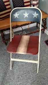 American Flag Americana Decor Red White And Blue Folding Metal Chair Metal Chairs Painted Folding Chairs Americana Decor
