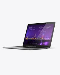 Download Apple Macbook Space Grey Mockup 3 4 Right View In Device Mockups On Yellow Images Object Mockups PSD Mockup Templates