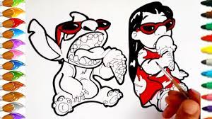 Dessin et coloriage pour enfant Stitch et Lilo/ draw and color for kids  #TT87 - YouTube