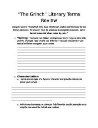 Literary Elements Review With Dr Seuss S The Grinch Who Literary Elements Literary Text Literary