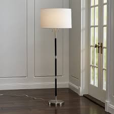 Owen Nickel Floor Lamp With Black Leather Crate And Barrel Nickel Floor Lamp Floor Lamp Lamp