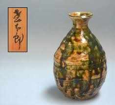 Breathtaking Hayashi Kotaro Oribe Tokkuri Item 1314174 Detailed Views Ceramics Pottery Japanese Ceramics