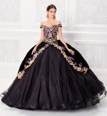 Mermaid style rose printed strapless prom dress. Black Quinceanera Dresses Princesa By Ariana Vara