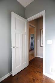 Interior Doors White Molded 3 Panel Door Against A Blue Grey Wall Bayer Built Woodworks Doors Interior Wood Doors Interior Blue Grey Walls