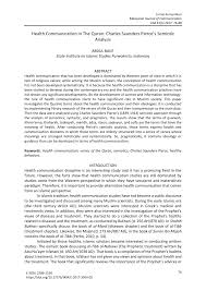 On nuzul quran muslims go back to the quran to remember the historical events and lessons taught by prophet muhammad as a guide to their daily lives. Pdf Health Communication In The Quran Charles Saunders Pierce S Semiotic Analysis