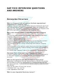 Pdf Sap Fico Interview Questions And Answers Enterprise