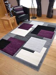 Tempo Modern Purple Silver Squared Rug Purple Living Room Rugs In Living Room Purple Floor Mat