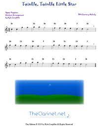 Twinkle Twinkle Little Star For Clarinet In The Upper Register Clarinet Sheet Music Clarinet Music Clarinet