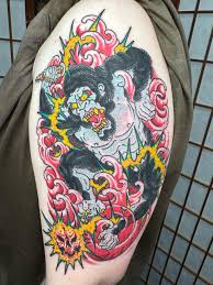 Gorilla, finger waves and some kinda plasma thing? Done by me, Connor  Pollock at Forevermore tattoo, Glasgow : rtattoos