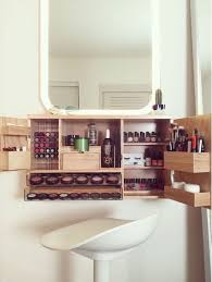 This vanity is made up of two tables and creates an l shape. 40 Clever Ways To Use Small Space For Dressing Table Wall Mounted Makeup Organizer Makeup Organization Diy Makeup Organization