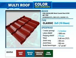 Harga genteng metal pasir dihitung per meter panjang genteng, akan tetapi produsen atap juga sering menghitungnya dalam bentuk lembaran. Genteng Multiroof Distributor Genteng Metal Multiroof Dan Sakura Roof