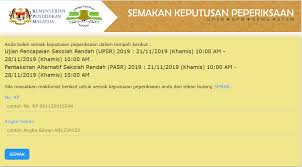 Semakan Keputusan Upsr Pasr Tahun 2019
