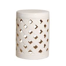 Black And White Ceramic Garden Stool Criss Cross Garden Stool