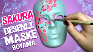 Sakura Desenli Maske Boyama Ev Dekorasyon Youtube