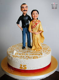 Here are the fabulous alternatives to the everyday ''happy birthday' cake saying! Year 25 Dimple Wanted Caricatures Of Her Parents Latha And Raju Cyril For Th 25th Wedding Anniversary Cakes Wedding Anniversary Cakes Anniversary Cake Designs