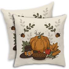Amazon.com: Happy Thanksgiving Throw Pillow Covers Pumpkin Fall Leaves  Funny Harvest Square Throw Pillow Covers Couch Sofa Bed Soft Linen Pack of  2 Home Decorative,Nude,18x18 Inch : Home & Kitchen