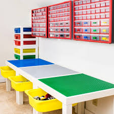 This Diy Lego Table Is Amazing Check Out All That Lego Storage With Undermounted Bins Wall Bin Lego Storage Solutions Lego Table With Storage Lego Table Diy