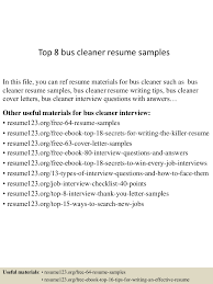 Top 8 Bus Cleaner Resume Samples