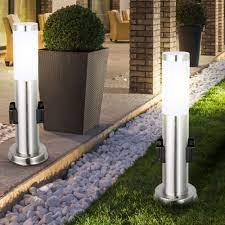Außenleuchte mit ablage garten stehleuchte fiberglas wind 4050 v. 3er Set Stehleuchten Fur Den Garten Mit Steckdosen Meinelampe