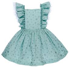 Outfit nina vestido vuelo estampado flores loros zuecos amarillos missbaby ropa infantil y zapatos para bebés y niños de 0 a 16 años. Lappepa Moda Infantil Vestido Nina Estrellas Plata Volantes Fruncidos Verde Agua Missbaby