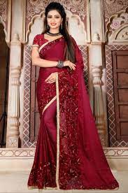 Hand woven pallu work : Maroon Color Art Silk Maroon Embroidered Wedding Wear Saree With Blouse Rs 3015 Set Id 20551441591