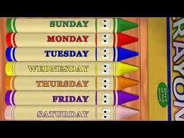 Days Of The Week Sunday To Saturday With Calendar Crayons Sunday To Saturday Calendar Songs Learning Stations