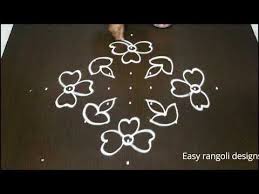 Rangoli Latest Designs With Dots Simple And Easy Flower Kolam Designs With 6 Dots Muggulu Yo Simple Flower Rangoli Easy Rangoli Designs Rangoli Designs