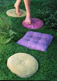 Stepping On Stones Upcycle Garden Concrete Stepping Stones Vintage Pillows
