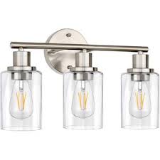 Check spelling or type a new query. Shinetech Wall Vanity Light Fixture 3 Light Wall Sconce Lighting Brushed Nickel Modern Bathroom Lights With Clear Glass Shade Vintage