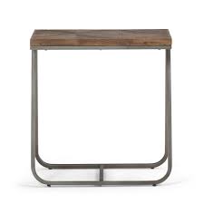 This cavallo narrow end table blends matte black metal base elements with real oak lumber finished in a soft, smoky gray. Simpli Home Hailey Solid Aged Elm Wood And Metal 14 In Wide Modern Industrial Narrow End Table In Distressed Java Brown Wood Inlay Axchly 04 The Home Depot