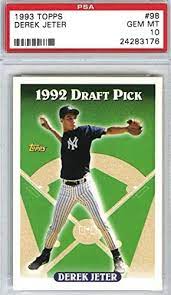 We did not find results for: Amazon Com 1993 Topps Derek Jeter 1992 Draft Pick New York Yankees Baseball Rookie Card Graded Psa 10 Gem Mint Rc 98 Collectibles Fine Art