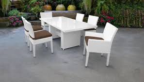 The mainstays albany lane outdoor patio 5 piece dining set, black frame and black sling, 4 person seating is very traditional folding set, included 4 pieces sling folding chairs, and 1 glass table. Get The Monaco Dtrec Kit 4adc2dcc Cocoa Monaco 7 Piece Outdoor Patio Dining Set With Rectangular Table 4 Side Chairs 2 Arm Chairs Sail White And Cocoa From Appliancesconnection Com Now Accuweather Shop