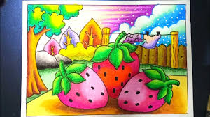 Best artist grade oil pastels. Menggambar Dan Mewarnai Strawberry Dengan Gradasi Crayon Oilpastel Drawing Strawberry Youtube